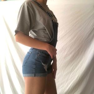 Denim overall shorts. Size small